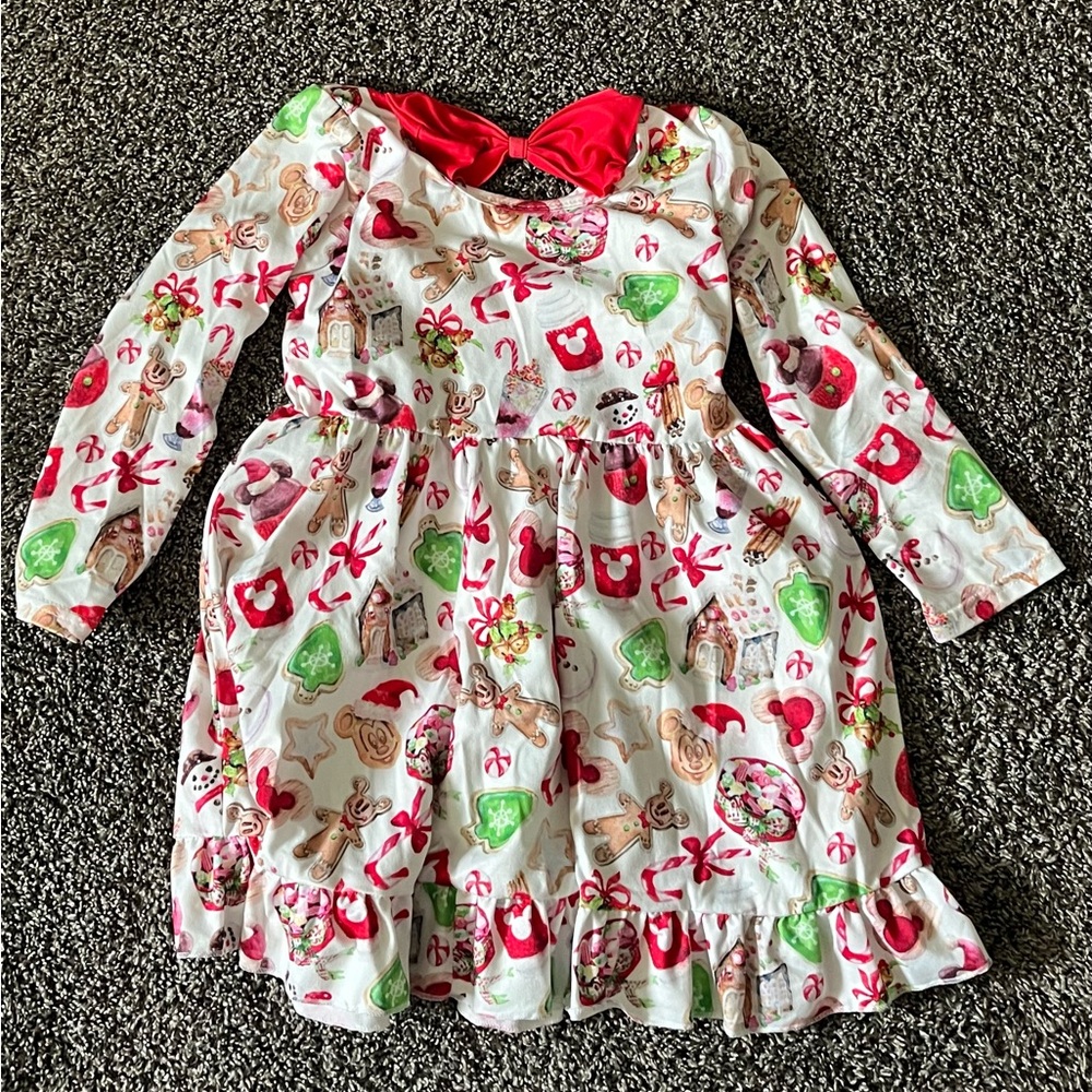 Girls Disney theme Christmas twirl bow dress!